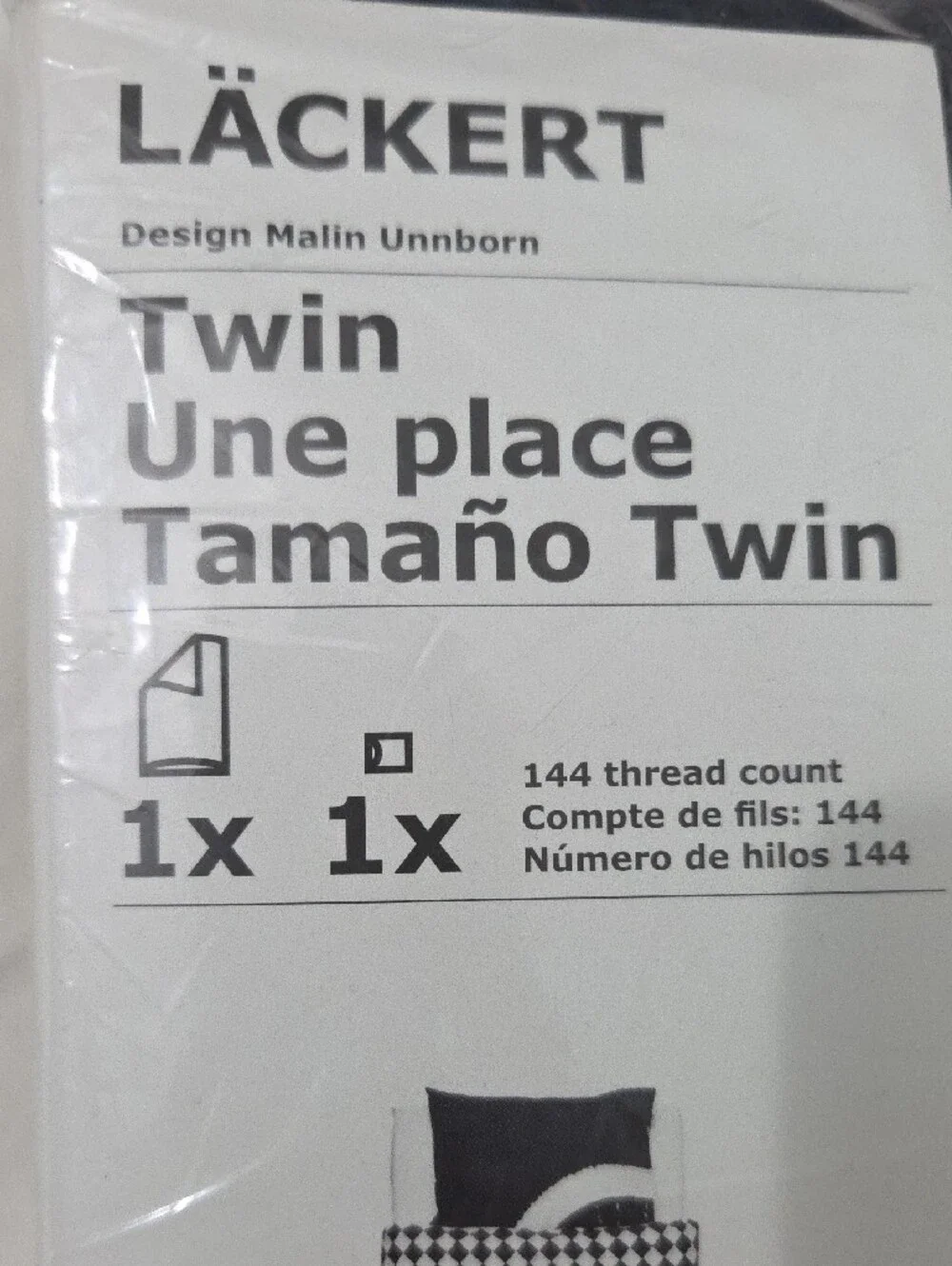 IKEA LÄCKERT Twin Duvet Cover in Black and White Check & Graphic